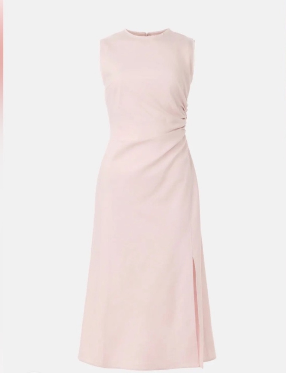 Boss Work Dress - Blush Pink Sleeveless Midi Dress with Side Slit